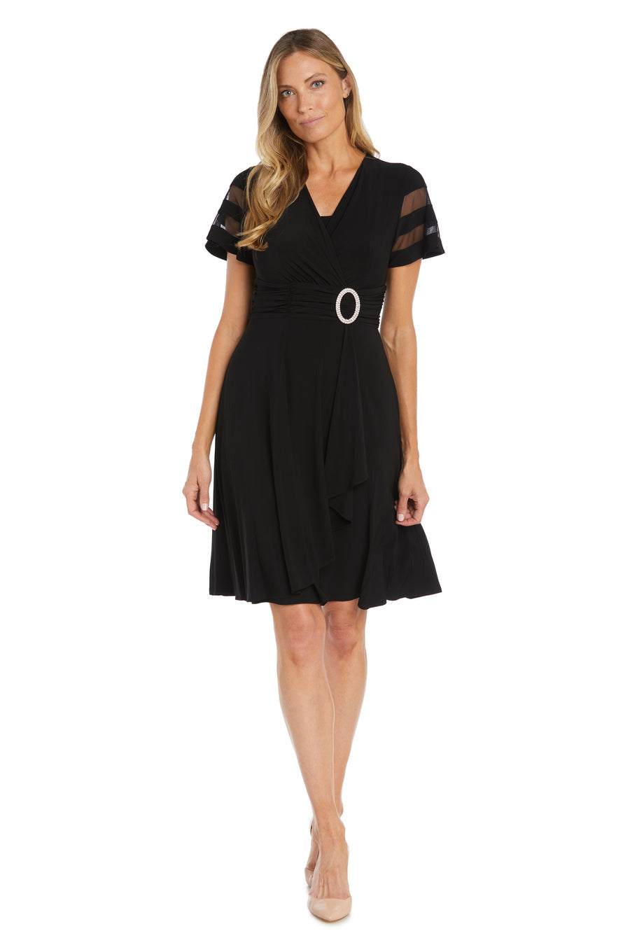 Black R&M Richards 9129 Short Mother of the Bride Cocktail Dress for
