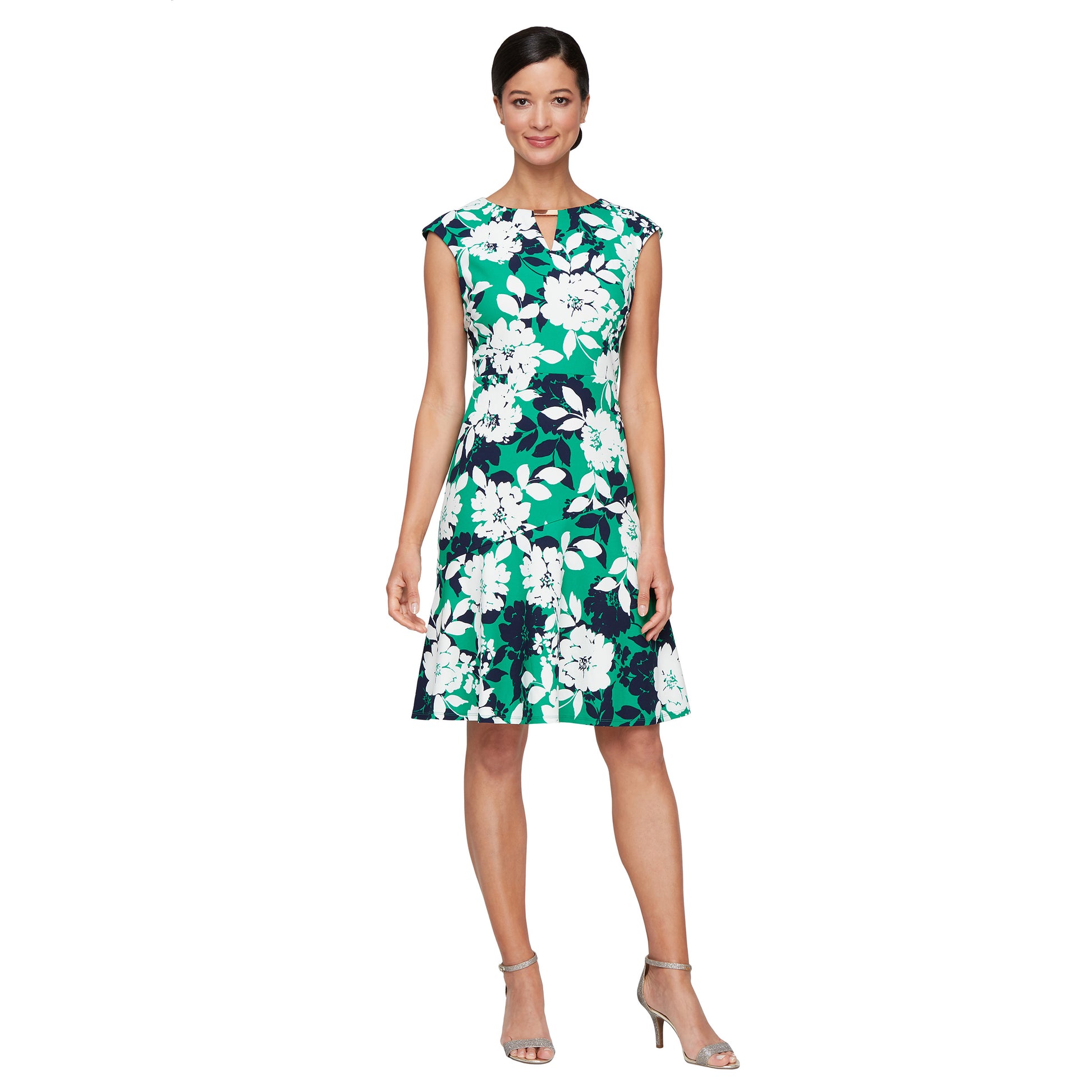 SL Fashions 9130257 Short Cocktail Printed Detail Mini Dress
