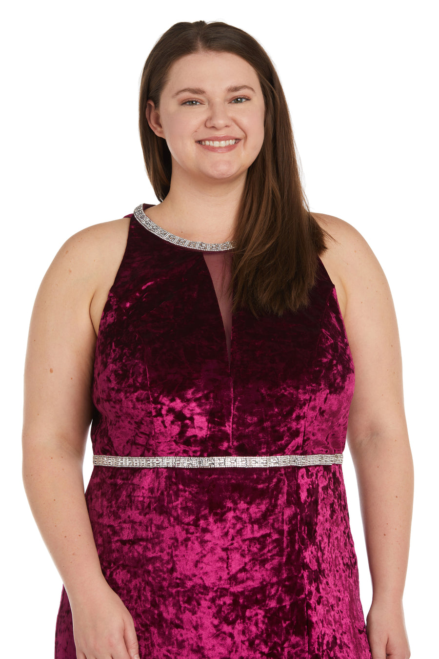 R&M Richards 9130W Long Velvet Formal Plus Size Dress