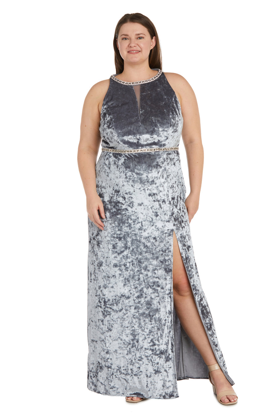 R&M Richards 9130W Long Velvet Formal Plus Size Dress