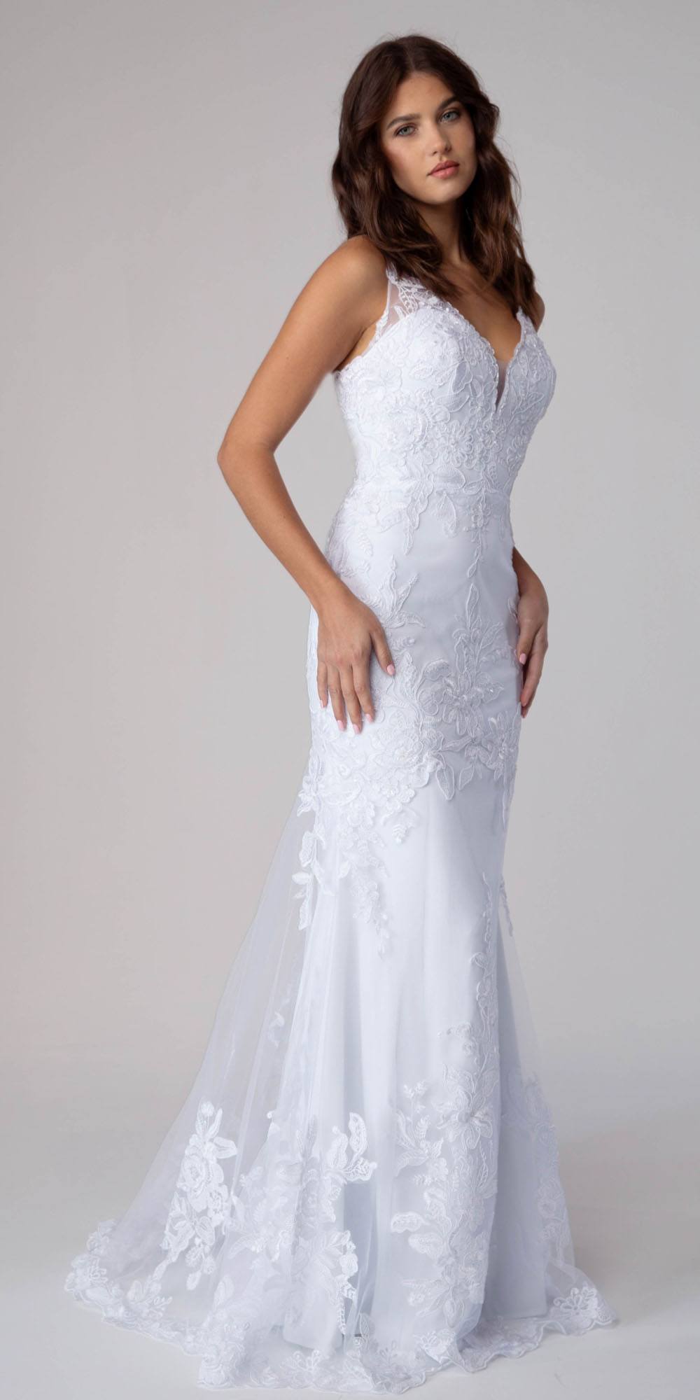 Wedding Dresses Long Mermaid Wedding Lace Dress Eureka Fashion 9130 White