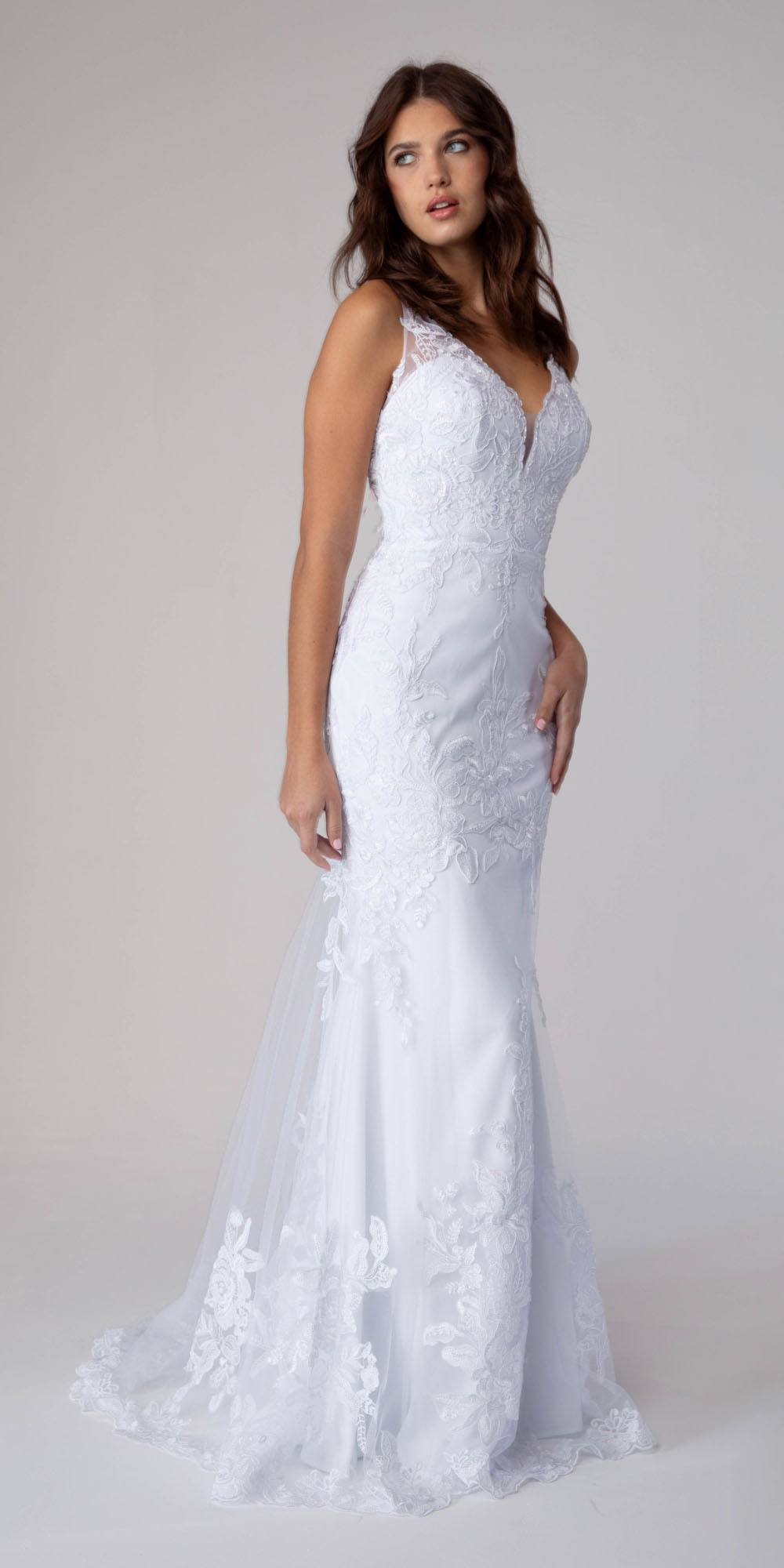 Wedding Dresses Long Mermaid Wedding Lace Dress Eureka Fashion 9130 White