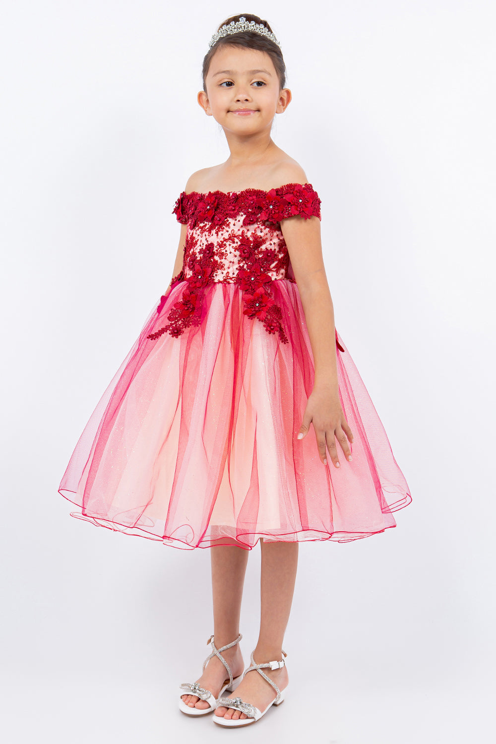 Cinderella Couture 9130 Short 3D Floral Applique Flower Girl Dress