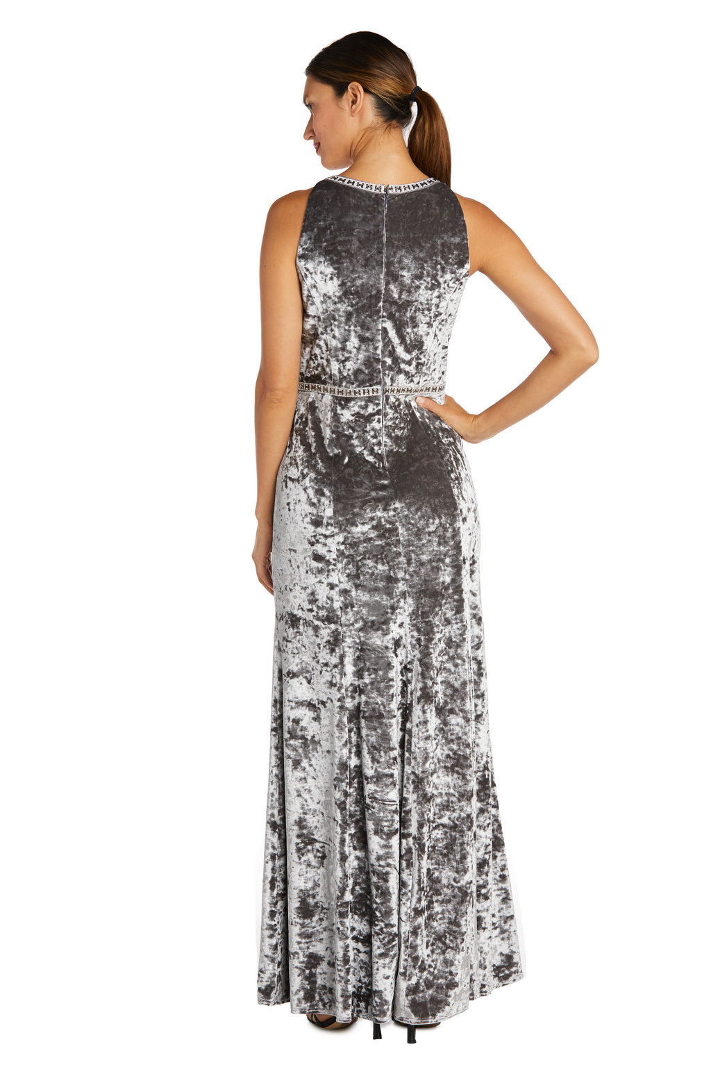 R&M Richards 9130 Long Velvet Formal Dress
