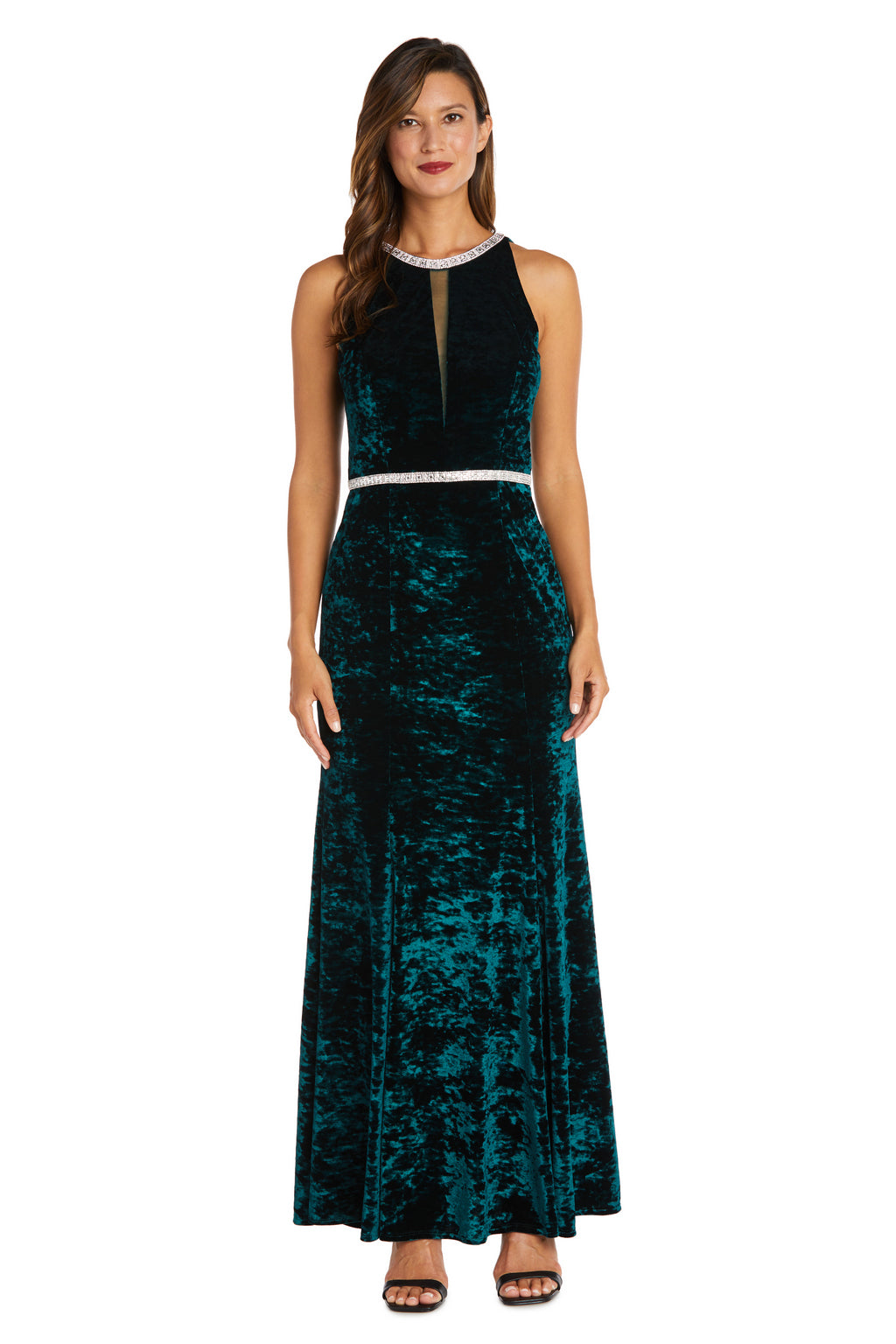 R&M Richards 9130 Long Velvet Formal Dress
