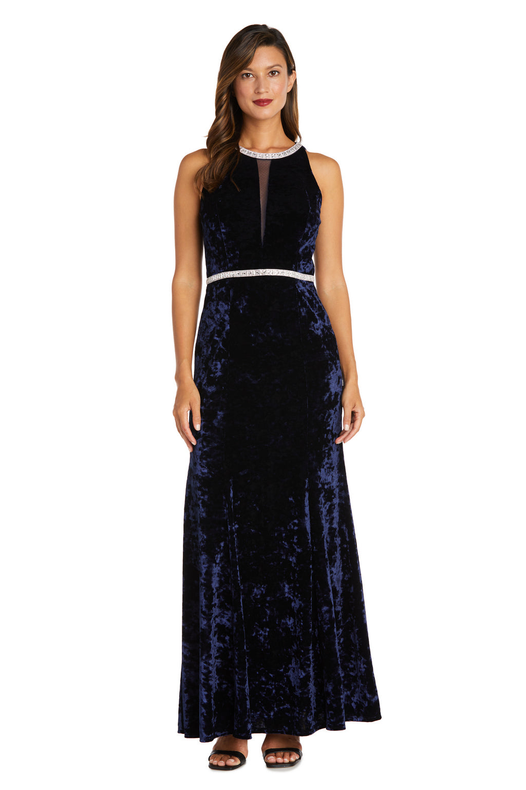 R&M Richards 9130 Long Velvet Formal Dress