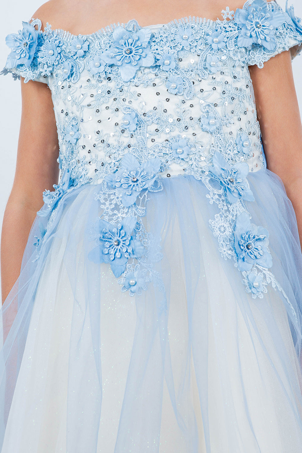 Cinderella Couture 9130 Short 3D Floral Applique Flower Girl Dress