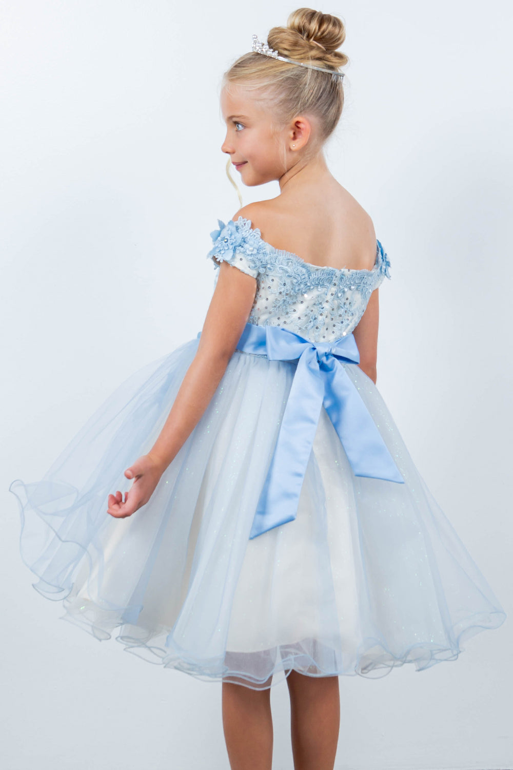 Cinderella Couture 9130 Short 3D Floral Applique Flower Girl Dress