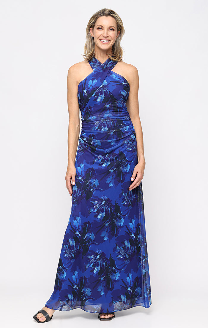 Halter Floor-Length Mesh Formal A-Line Gown SL Fashions 9231113