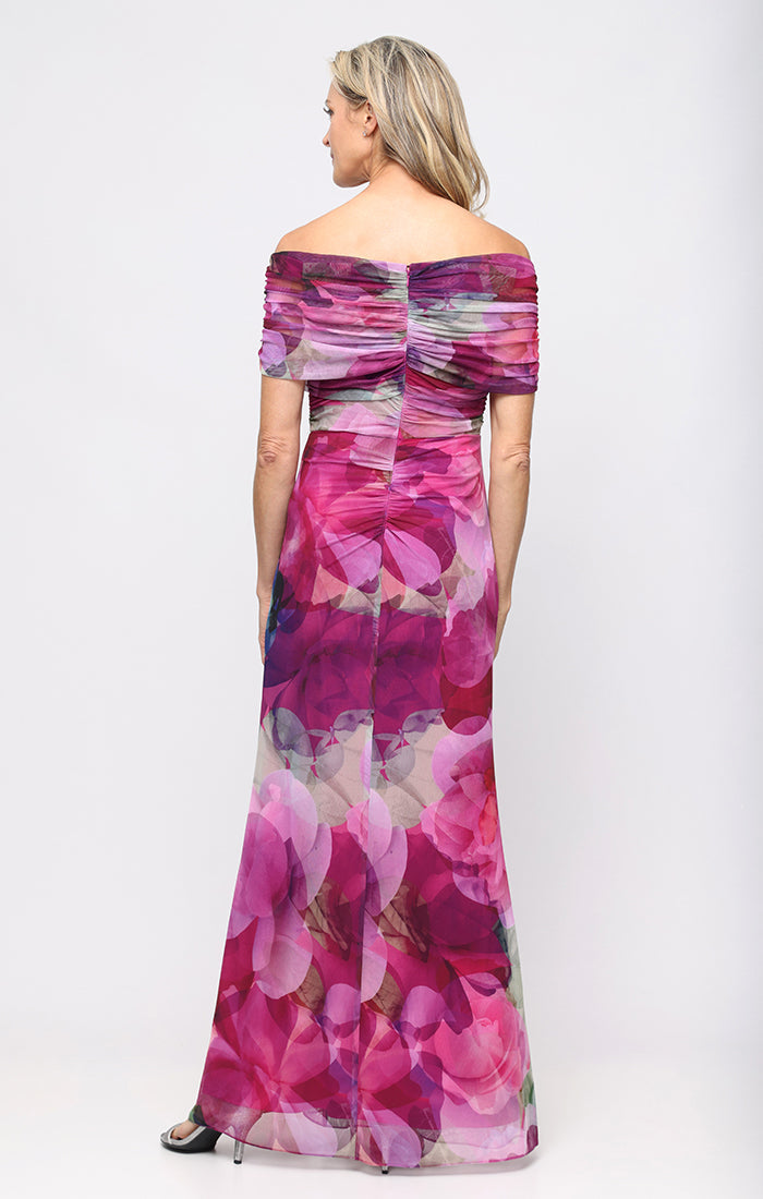 Off-the-Shoulder Floor-Length Mesh Formal Sheath/Column Gown - SL Fashions 9231117