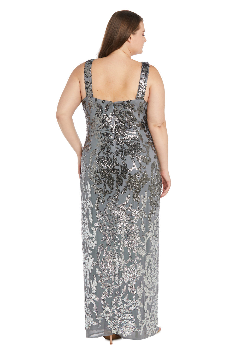 R&M Richards 9131W Plus Size Ombre Sequin Column Long Dress
