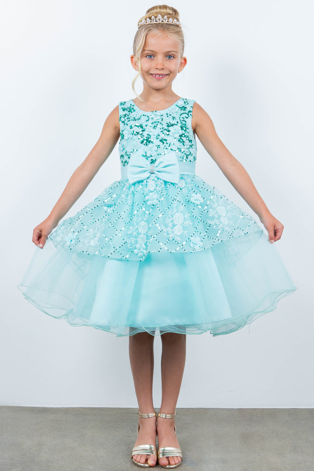 Cinderella Couture 9131 A Line Short Sequin Applique Flower Girl Dress