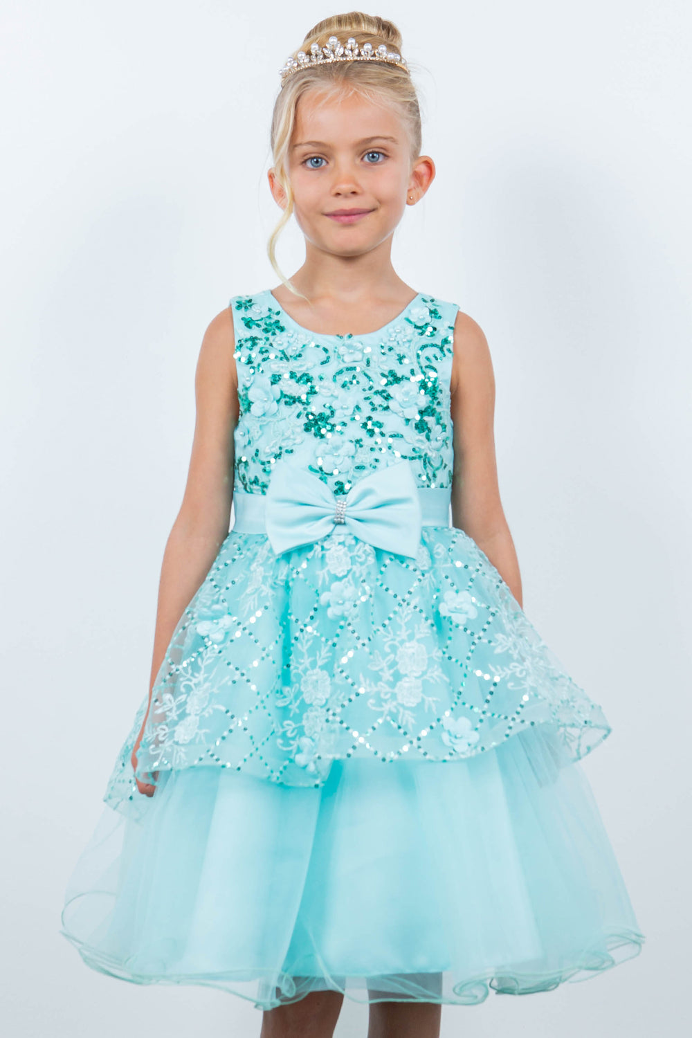 Cinderella Couture 9131 A Line Short Sequin Applique Flower Girl Dress