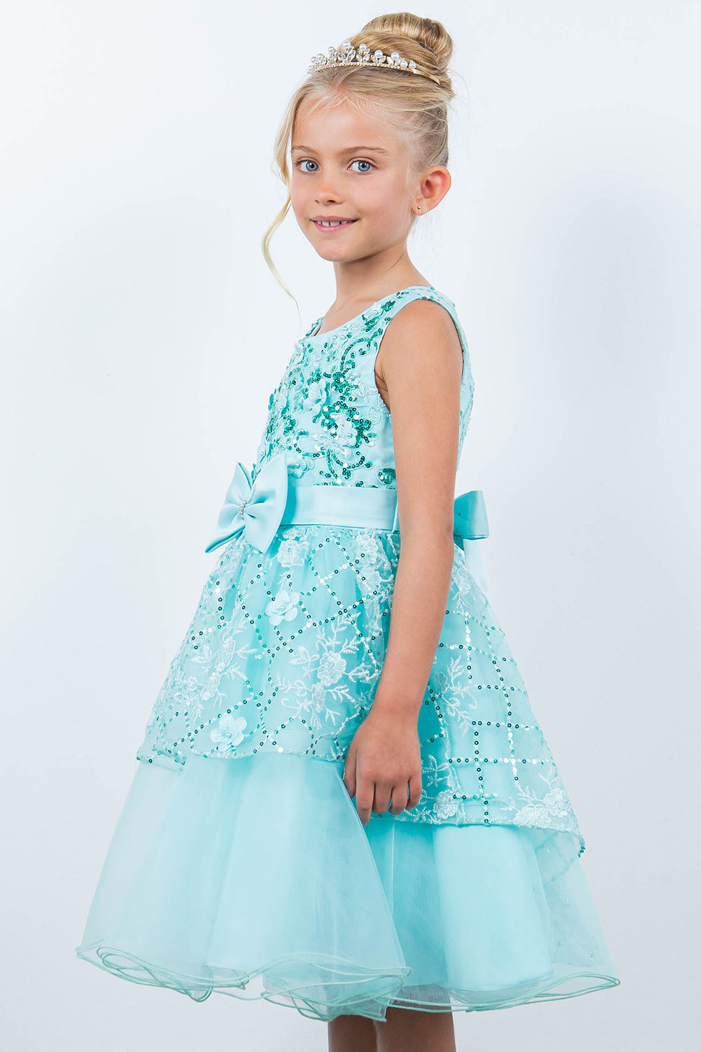 Cinderella Couture 9131 A Line Short Sequin Applique Flower Girl Dress