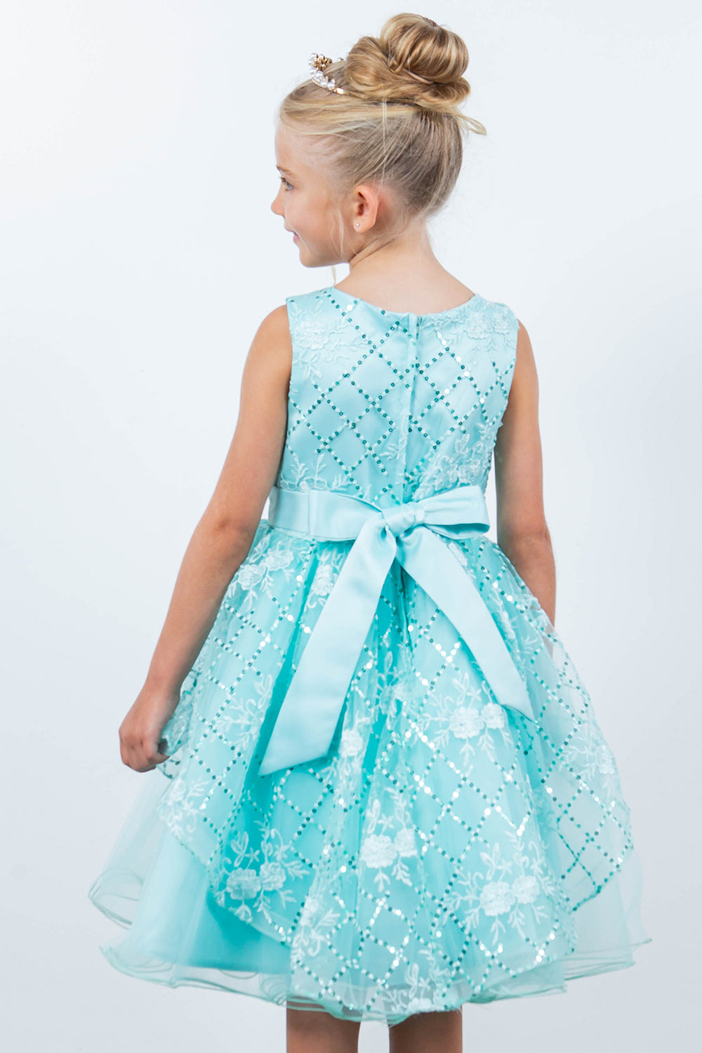 Cinderella Couture 9131 A Line Short Sequin Applique Flower Girl Dress