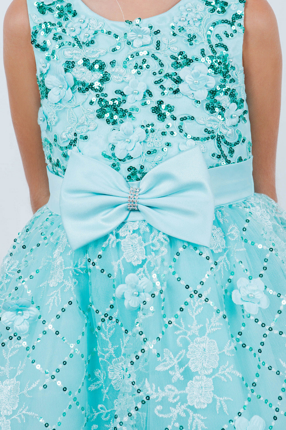 Cinderella Couture 9131 A Line Short Sequin Applique Flower Girl Dress