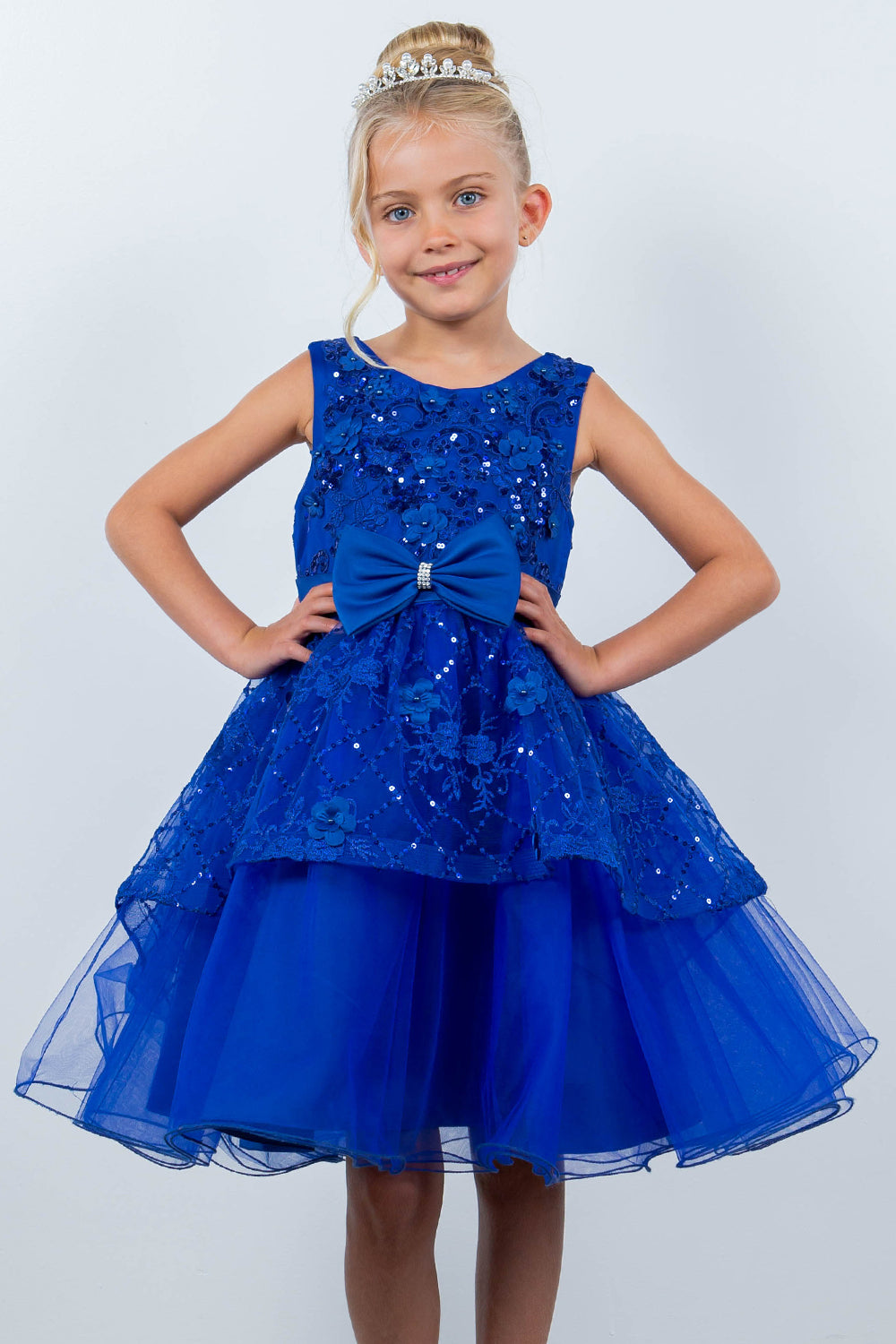 Cinderella Couture 9131 A Line Short Sequin Applique Flower Girl Dress