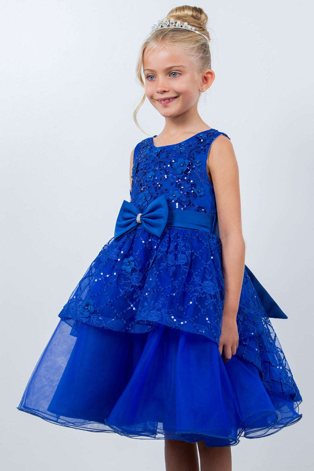 Cinderella Couture 9131 A Line Short Sequin Applique Flower Girl Dress
