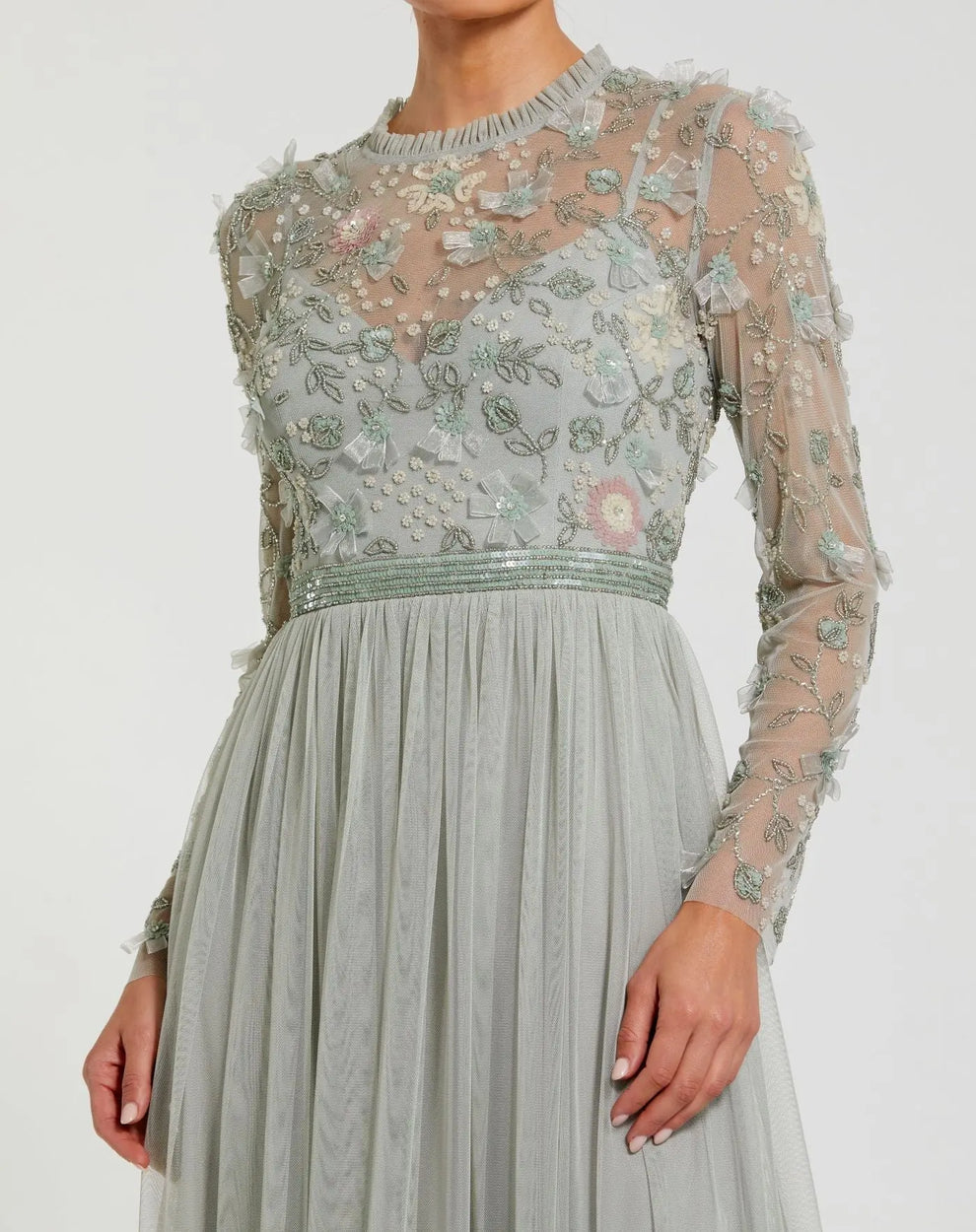 Crew/High-Neck Floor-Length Lace Occasion A-Line Mac Duggal 999132P