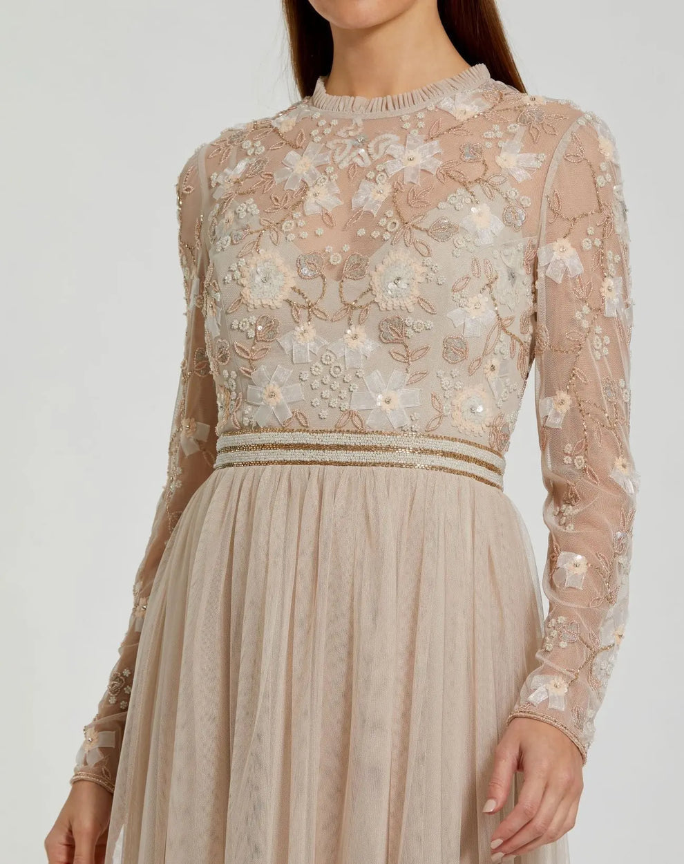 Crew/High-Neck Floor-Length Lace Occasion A-Line Mac Duggal 999132P