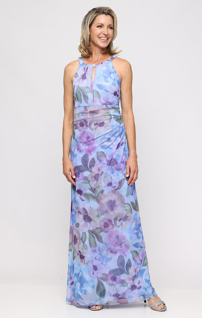 Formal Dresses Long Formal Print Mother of the Bride Dress SL Fashions 9132147 Blue/Multi