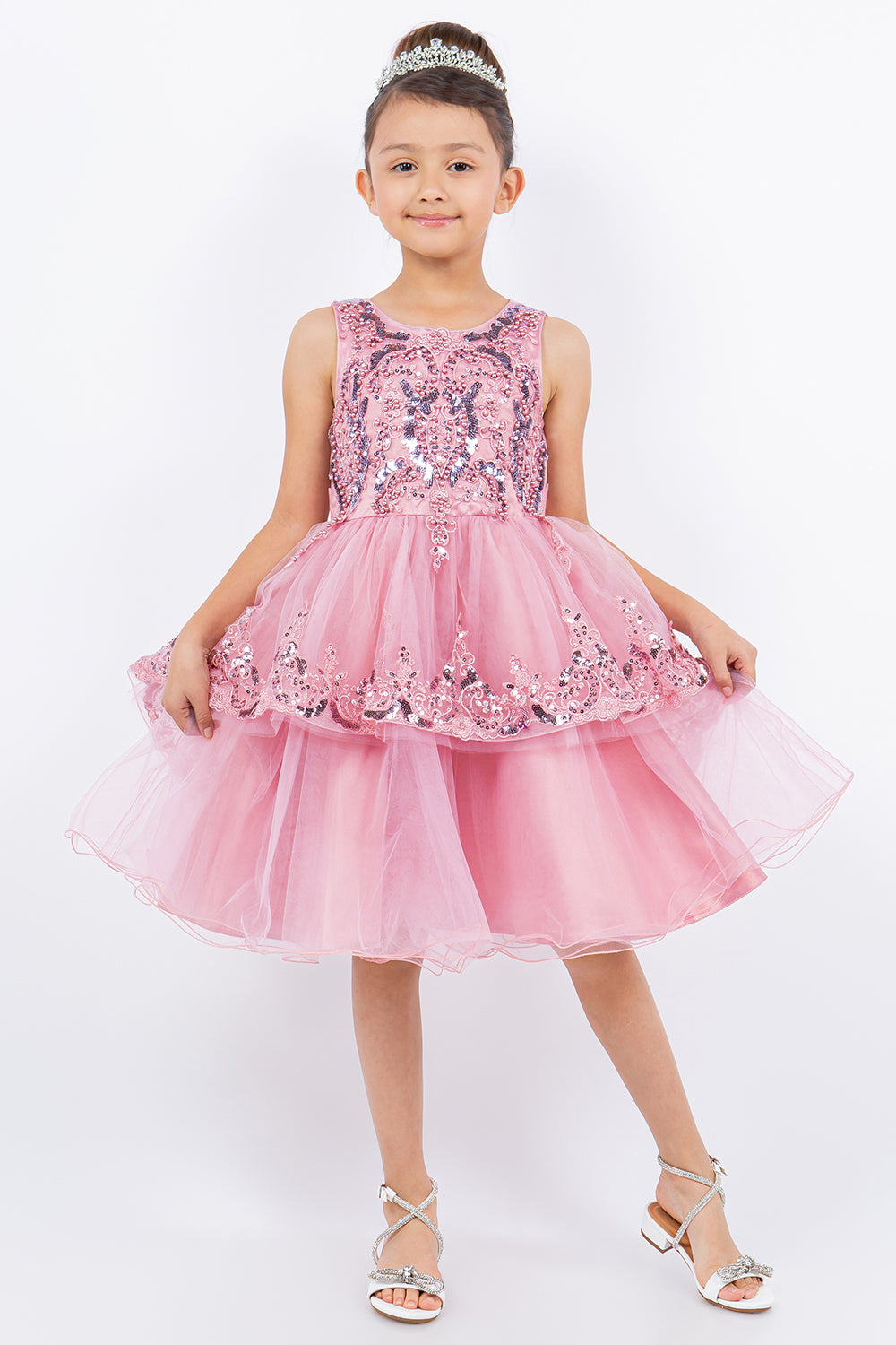 Cinderella Couture 9132 Short A Line Sequin Lace Flower Girl Dress
