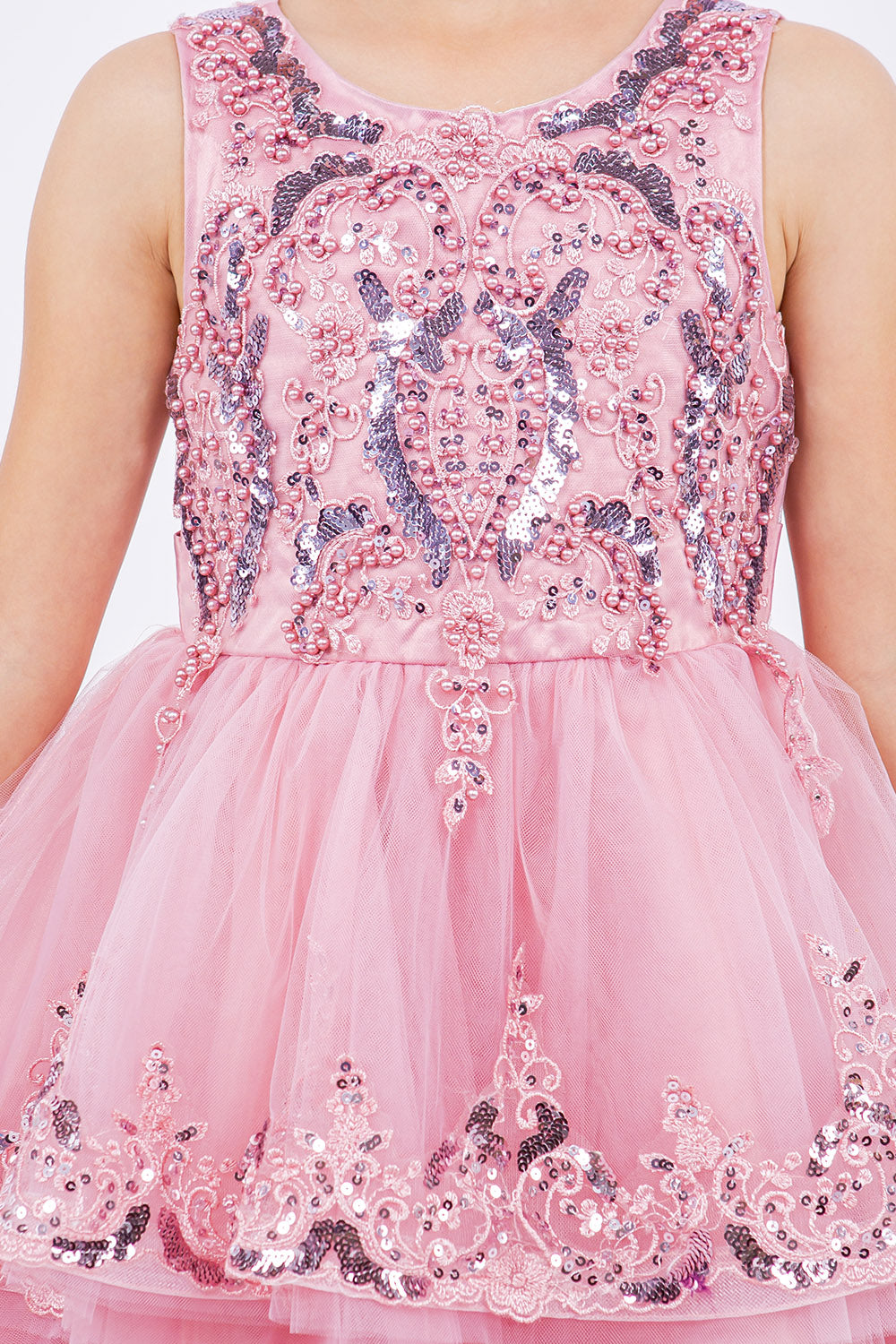 Cinderella Couture 9132 Short A Line Sequin Lace Flower Girl Dress