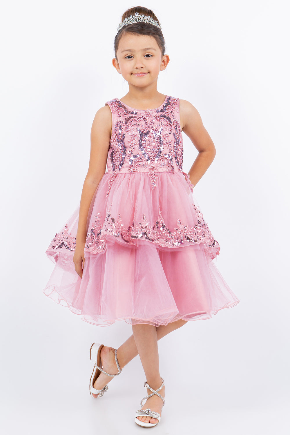 Cinderella Couture 9132 Short A Line Sequin Lace Flower Girl Dress