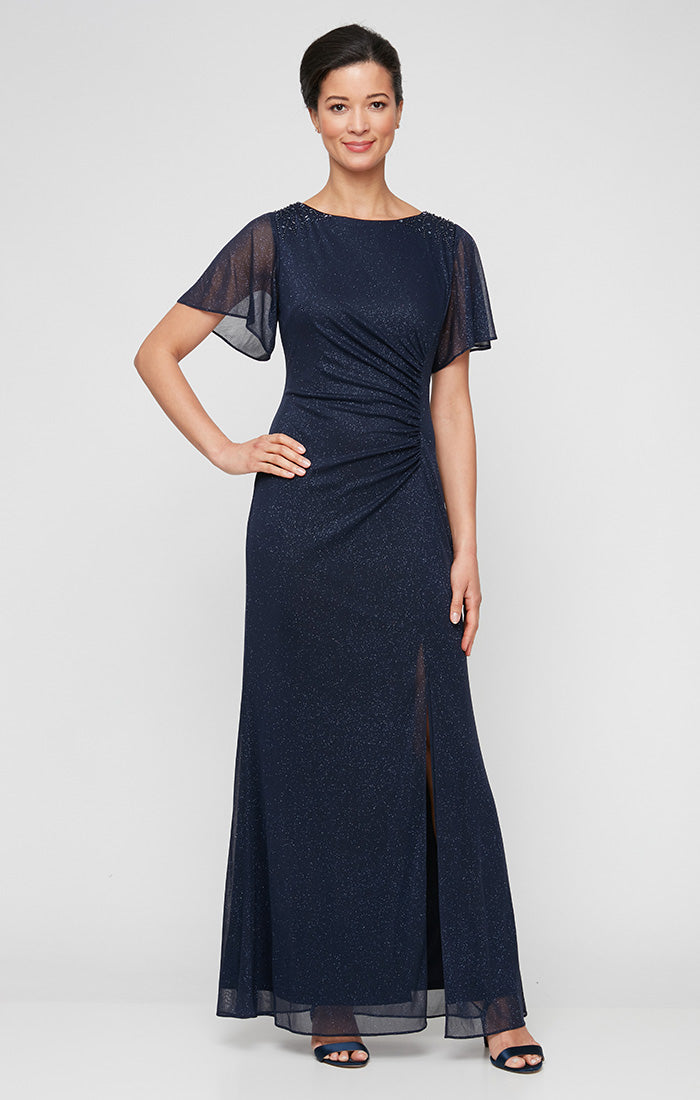 Mother of the Bride Dresses  Long Formal Mother of the Bride Slit Dress Navy