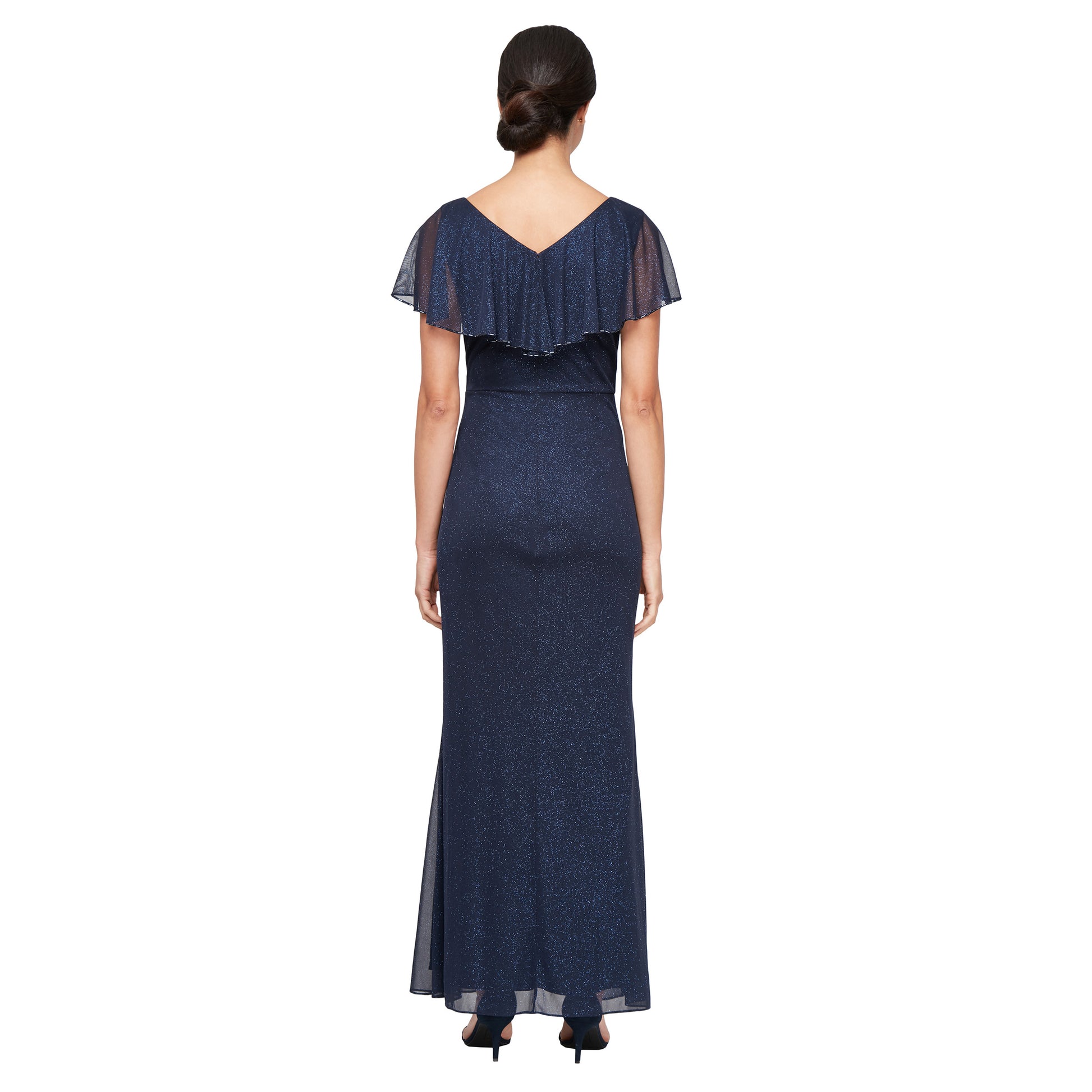 SL Fashions 9133254 Long Formal Capelet Dress