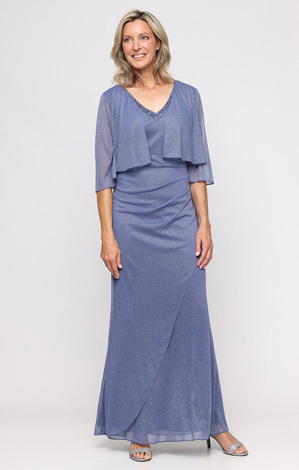 V-Neck Floor-Length Chiffon Formal Sheath Column Gown SL Fashions 9233271