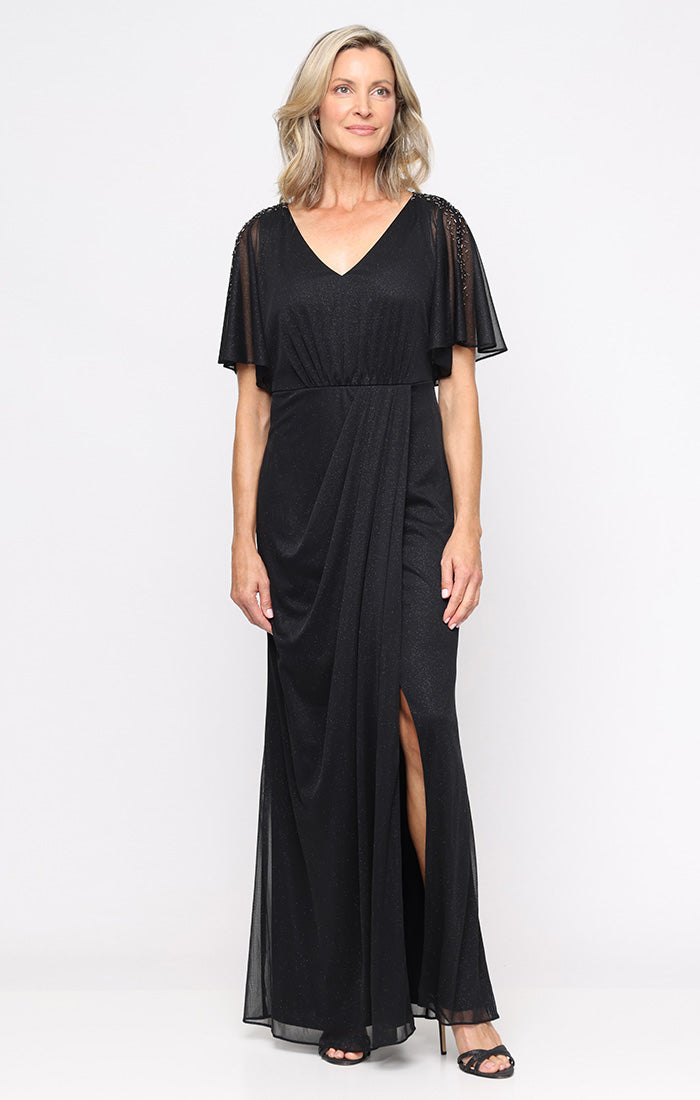 Mother of the Bride Dresses Long Formal Mother of the Bride Dress - Glitter Beaded - SL Fashions 9133272 Black-Mesh-9133272-A Line
