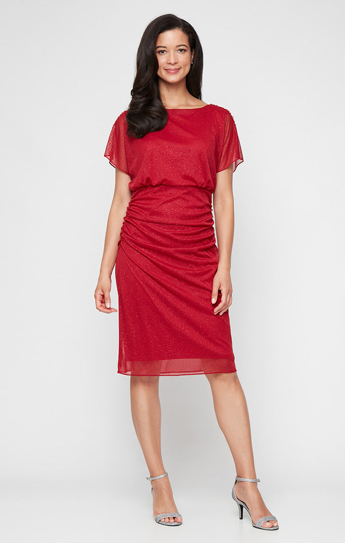Mother of the Bride Dresses Short Glitter Mother of the Bride Cocktail Dress RED