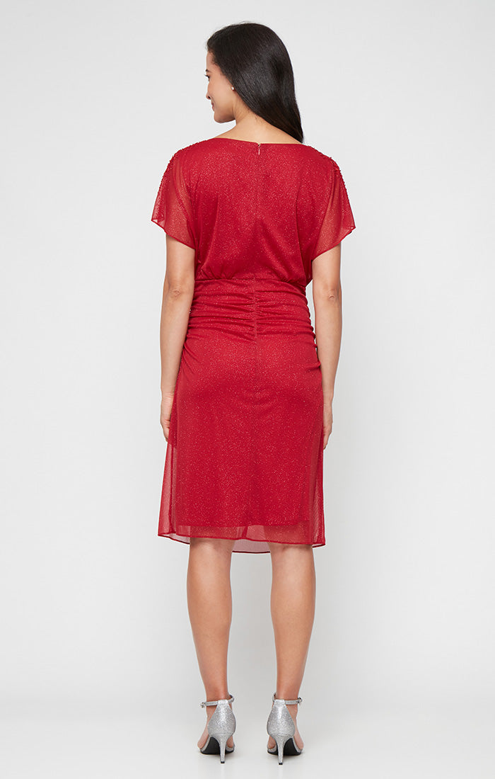 Mother of the Bride Dresses Short Glitter Mother of the Bride Cocktail Dress RED
