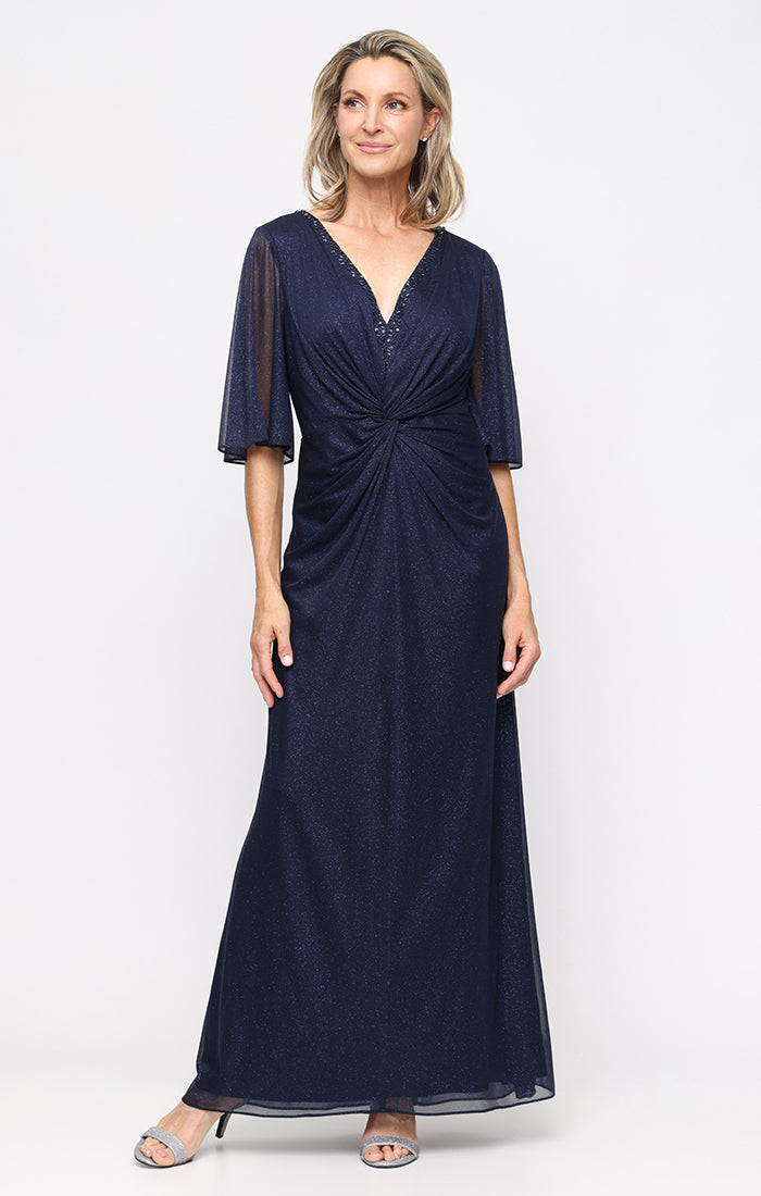 a line v neck floor length chiffon dress V-Neck Chiffon Formal A-Line Gown