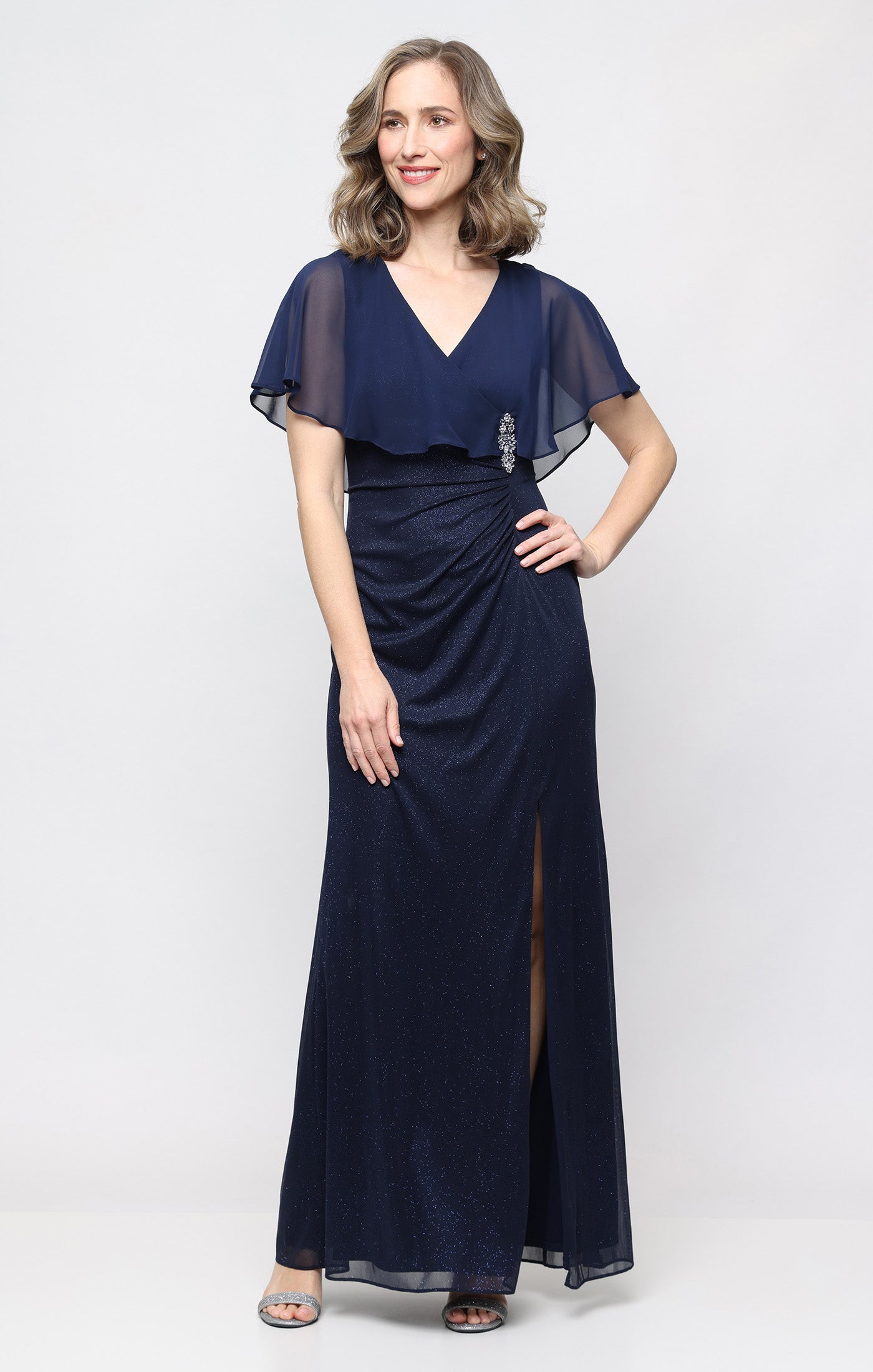 V-Neck Floor-Length Chiffon Formal A-Line Gown SL Fashions 9133289