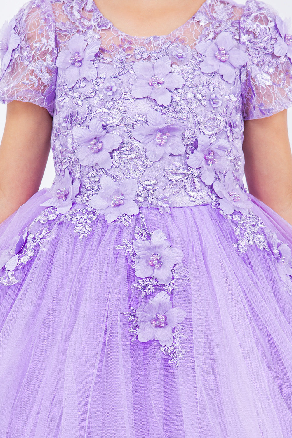 Cinderella Couture 9133 Short 3D Floral A Line Flower Girl Dress