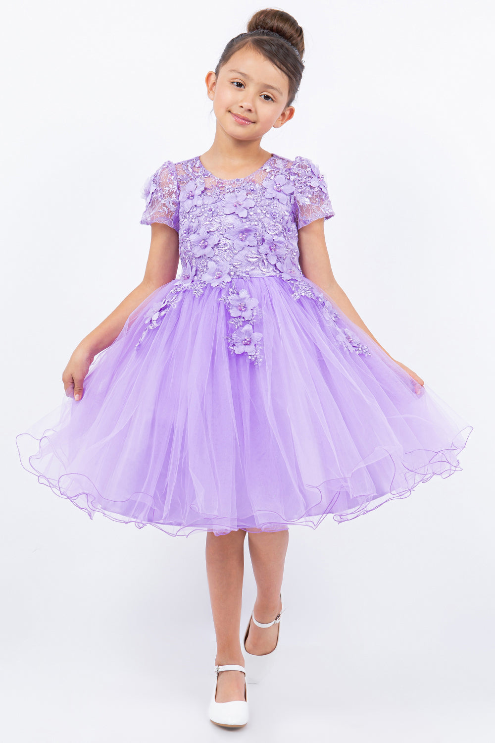 Cinderella Couture 9133 Short 3D Floral A Line Flower Girl Dress