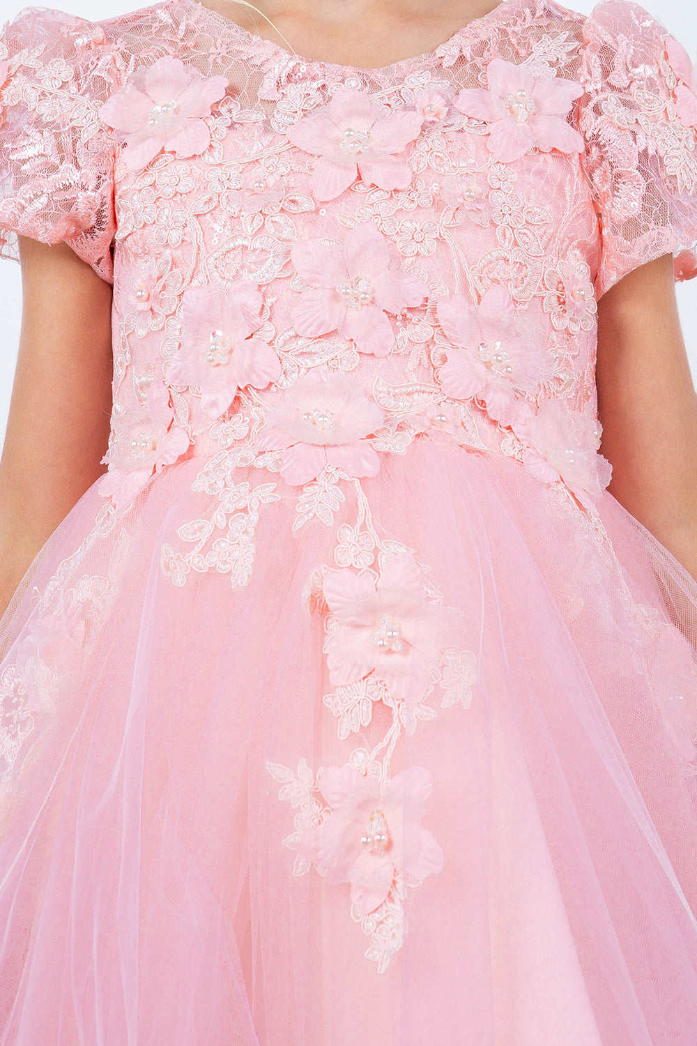 Cinderella Couture 9133 Short 3D Floral A Line Flower Girl Dress