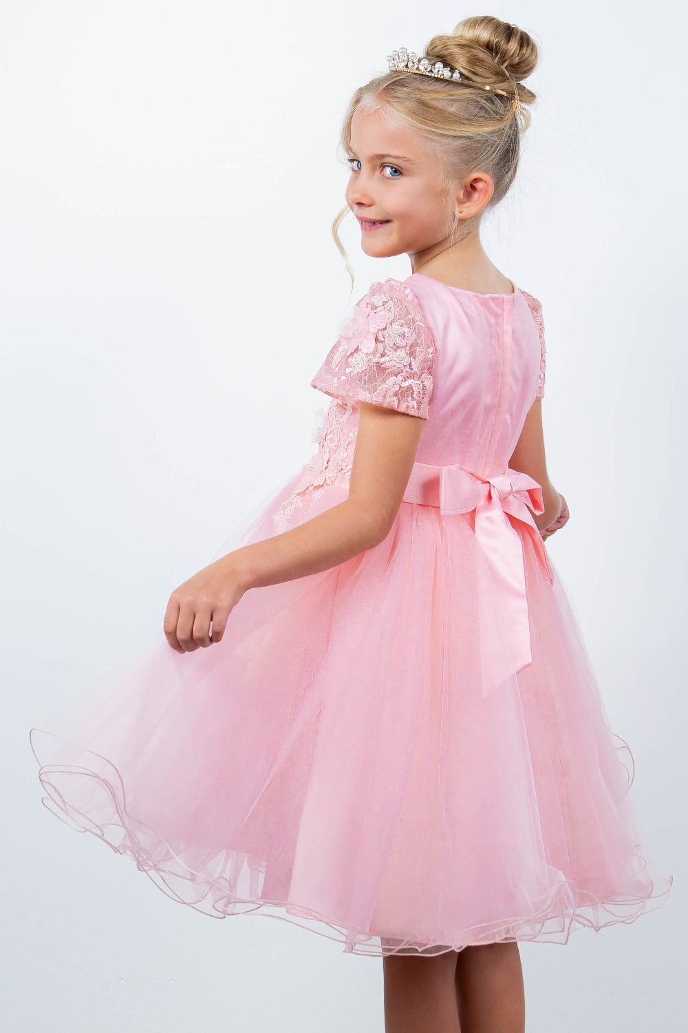 Cinderella Couture 9133 Short 3D Floral A Line Flower Girl Dress