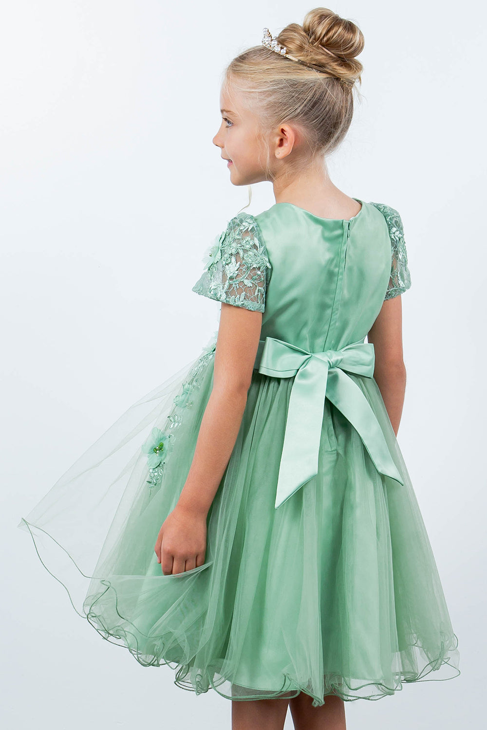 Cinderella Couture 9133 Short 3D Floral A Line Flower Girl Dress