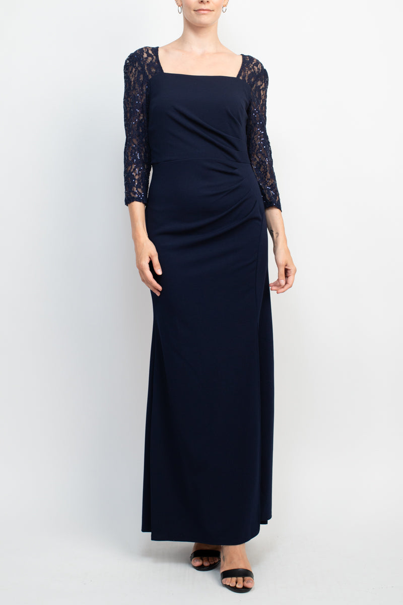 SL Fashions SL9137210 Long Pleated Slit Formal Dress