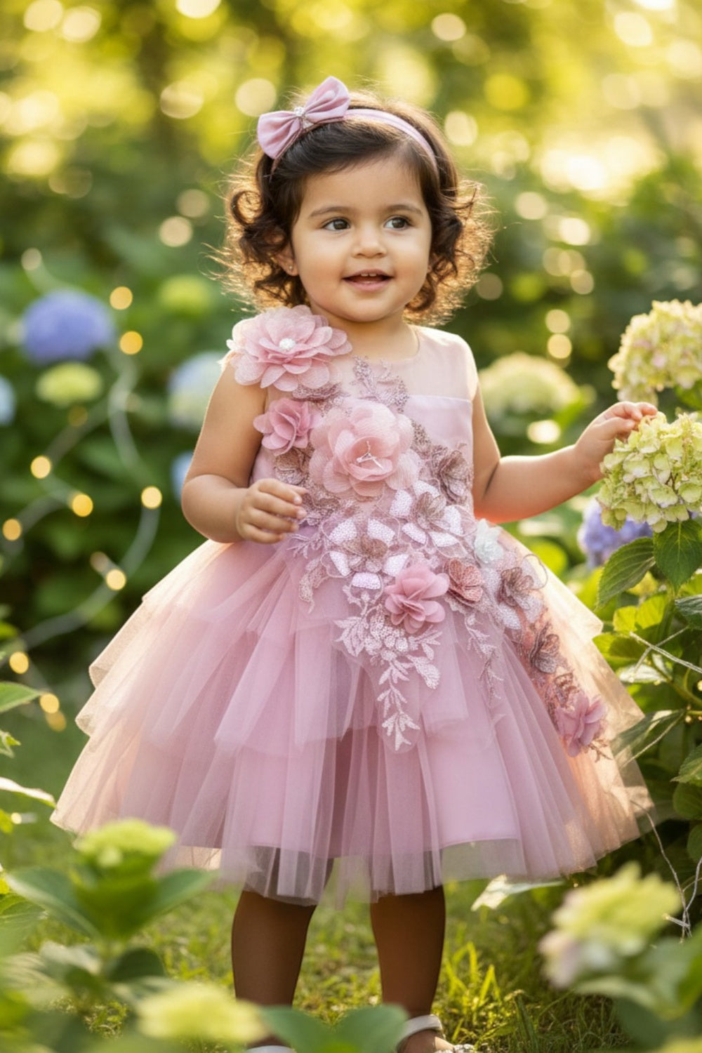 Jewel Knee-Length Tulle Flower Girl Ball Gown Cinderella Couture 9141B