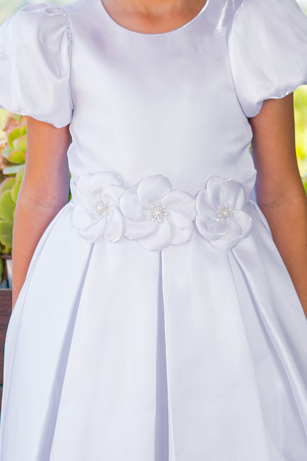 Flower Girl Dresses Short Puff Sleeve Pleated Flower Girl Dress Ivory
