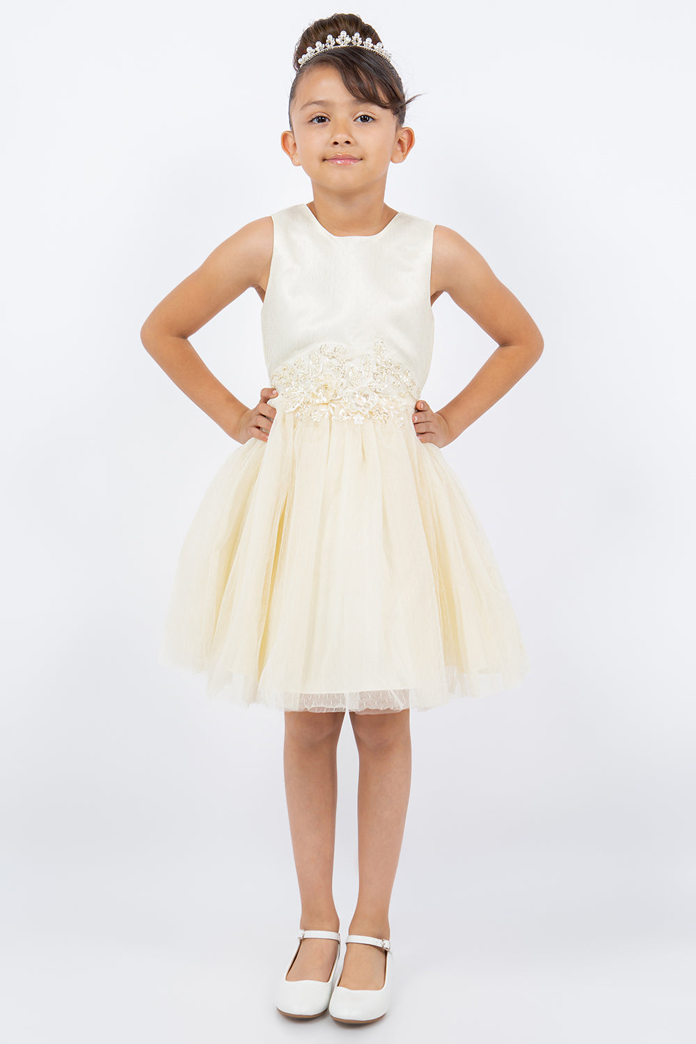 Cinderella Couture 9145 Short Sequin Floral Flower Girl Dress