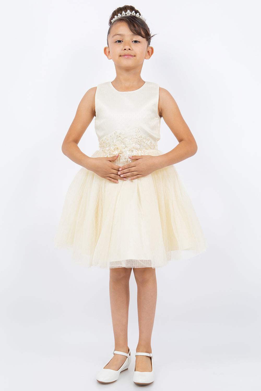 Cinderella Couture 9145 Short Sequin Floral Flower Girl Dress