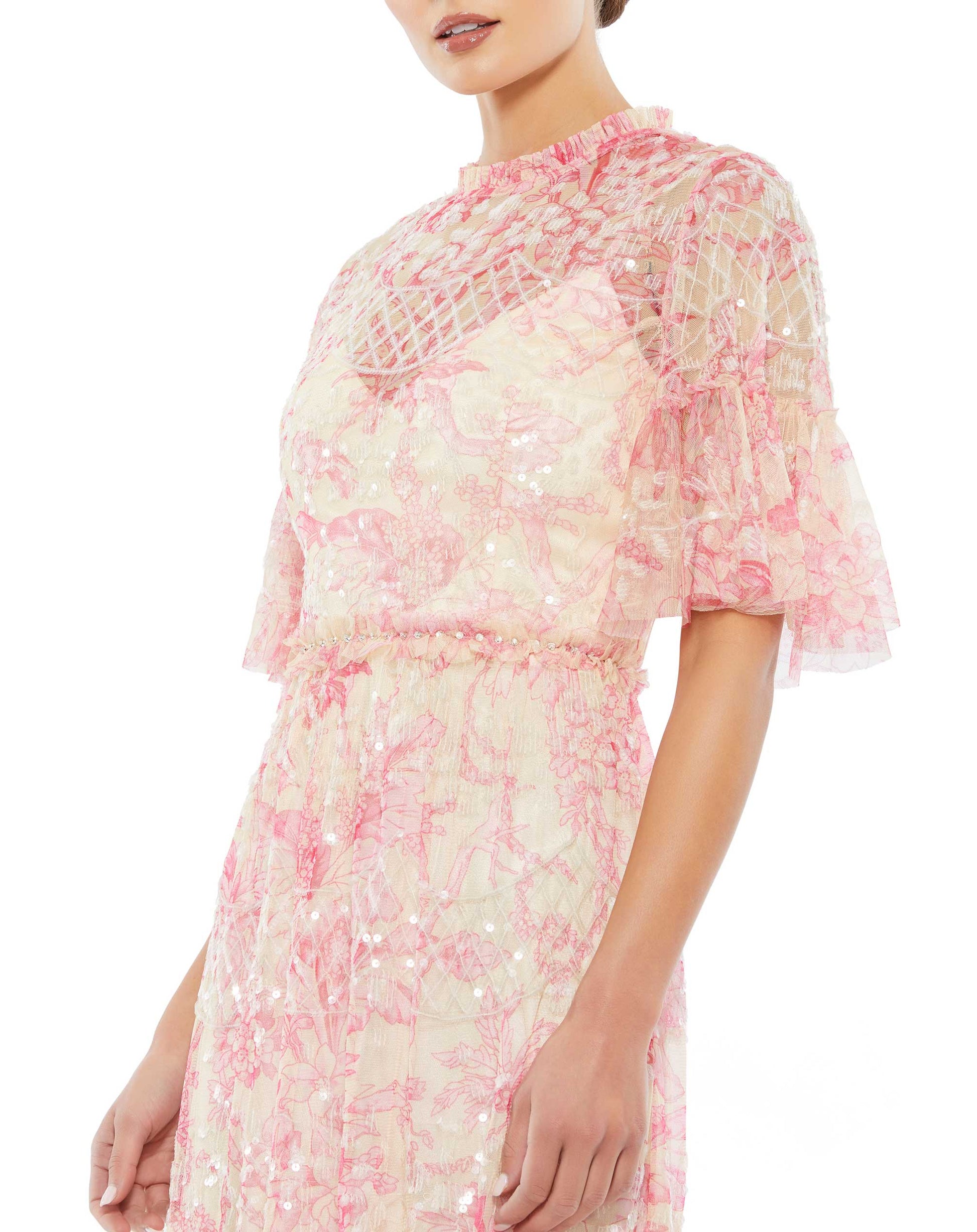 Mac Duggal A9148 Short Floral Print Cocktail Dress
