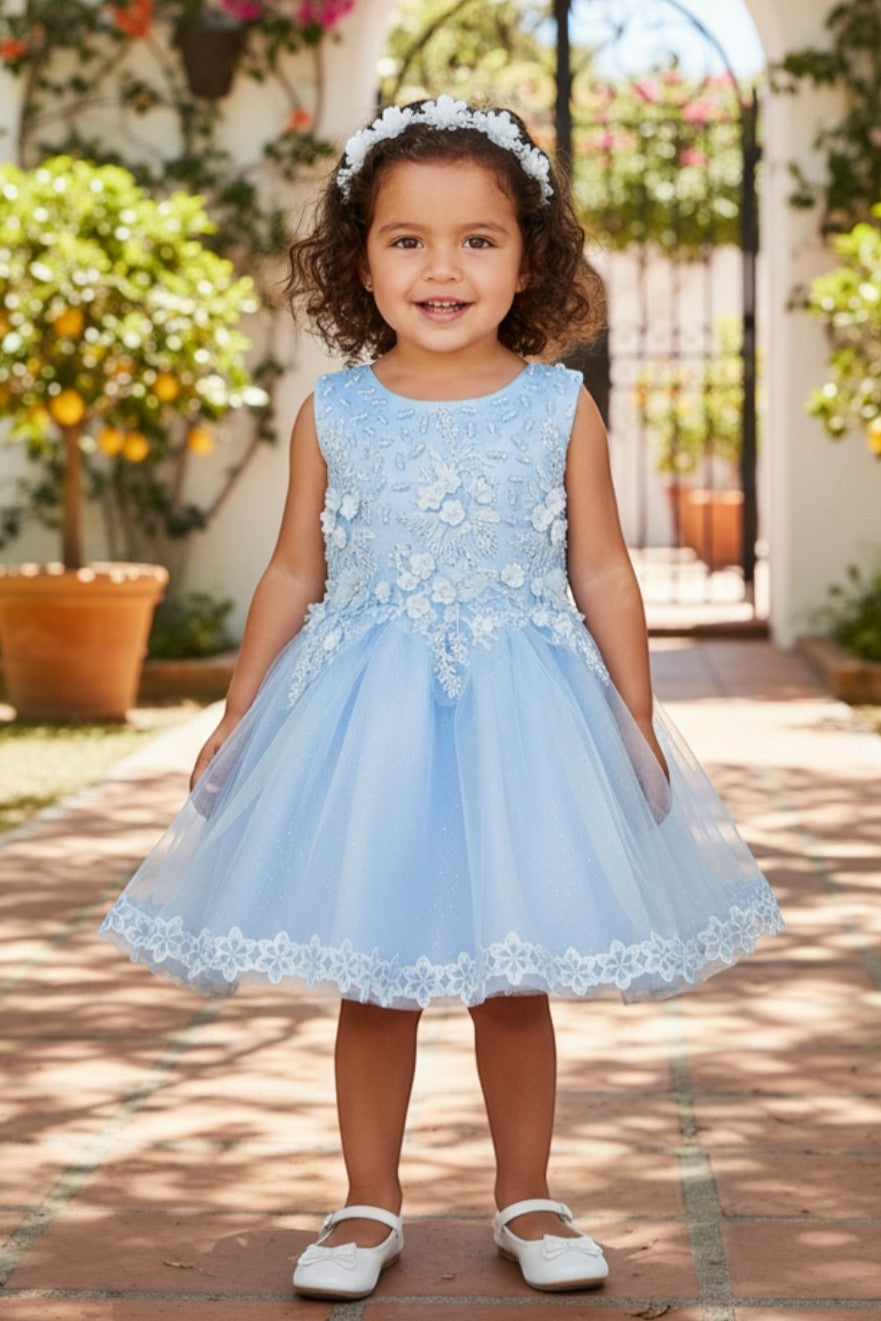 Jewel Tea-Length Tulle Flower Girl Ball Gown Cinderella Couture 9148B
