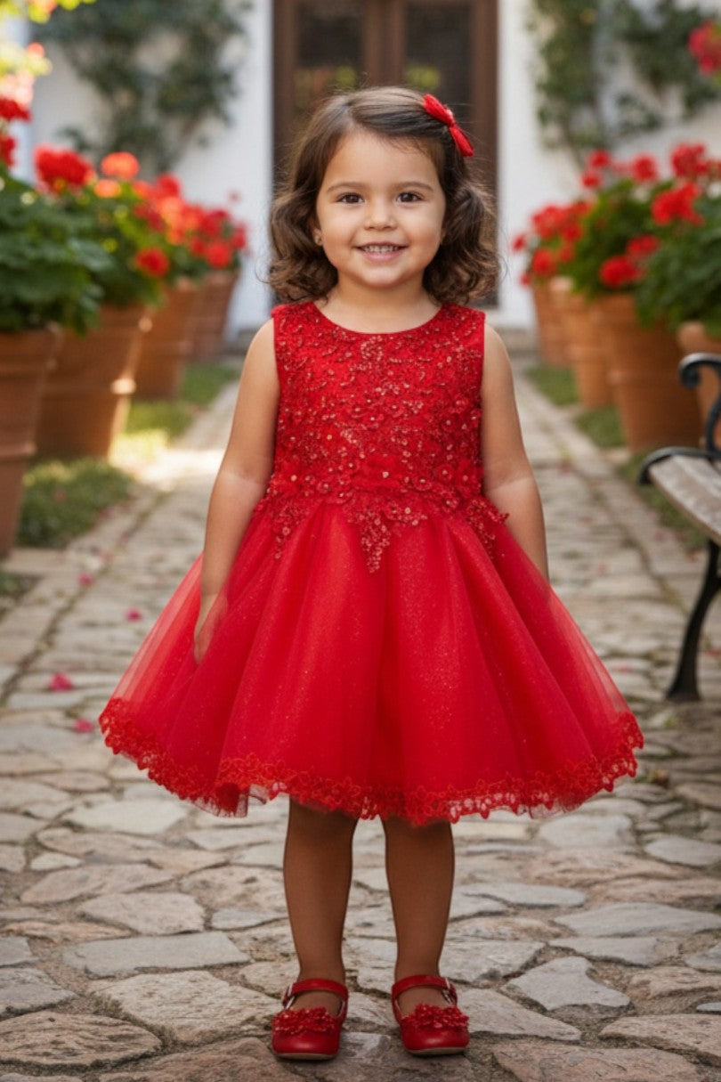 Jewel Tea-Length Tulle Flower Girl Ball Gown Cinderella Couture 9148B