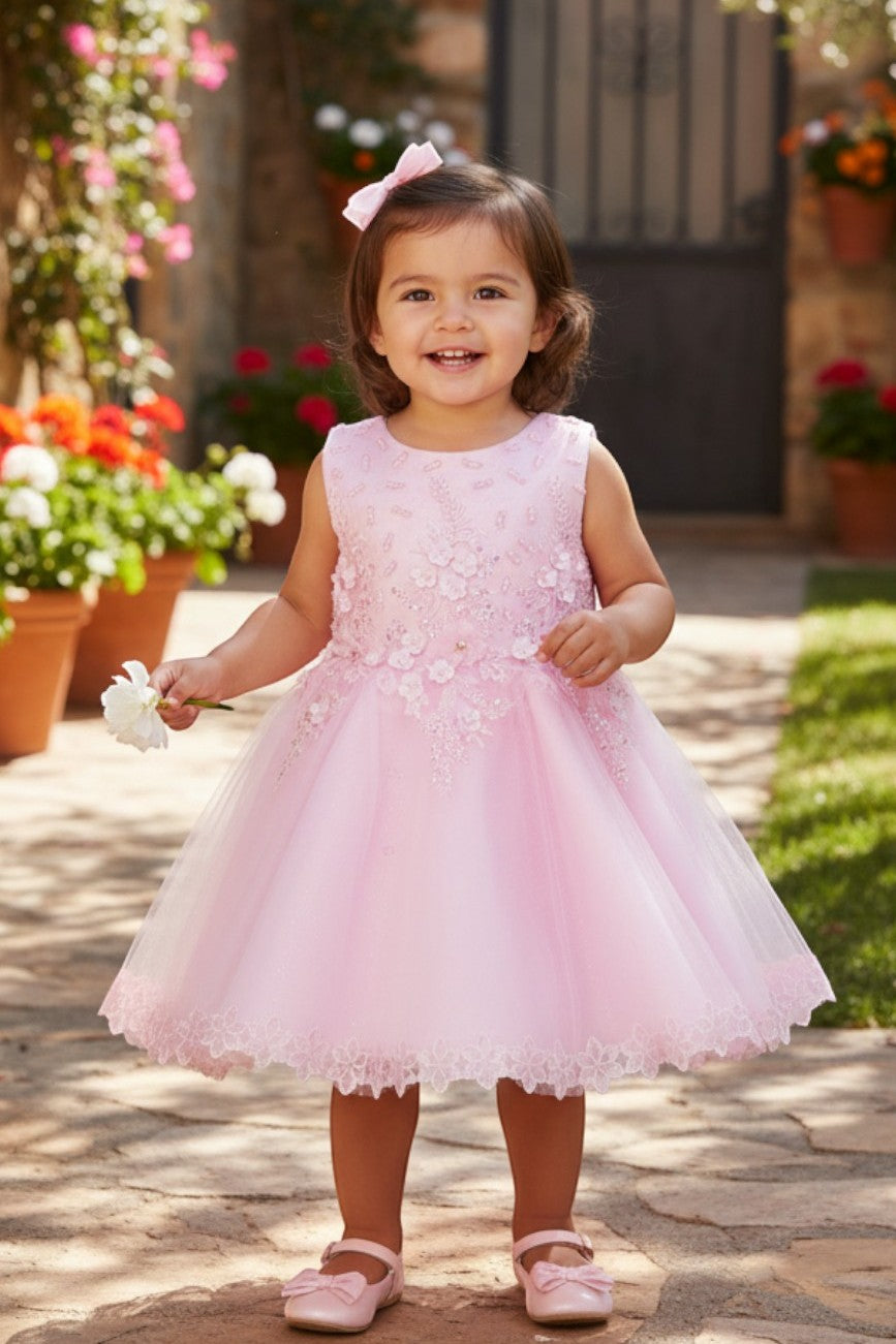 Jewel Tea-Length Tulle Flower Girl Ball Gown Cinderella Couture 9148B